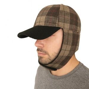 Dorfman Pacific Company trapper hat wool plaid cap with ear flaps